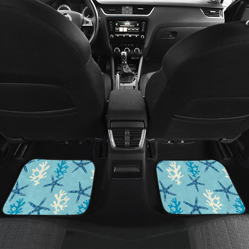 Blue Starfish Coral Reef Pattern Front And Back Car Mats
