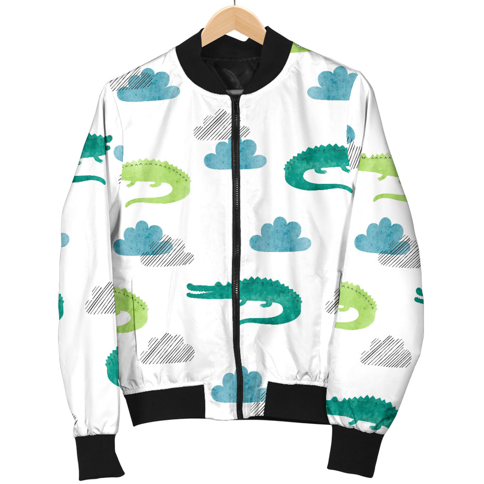 Watercolor Crocodile Pattern Women'S Bomber Jacket