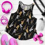 saxophone design pattern Women Racerback Tank Top