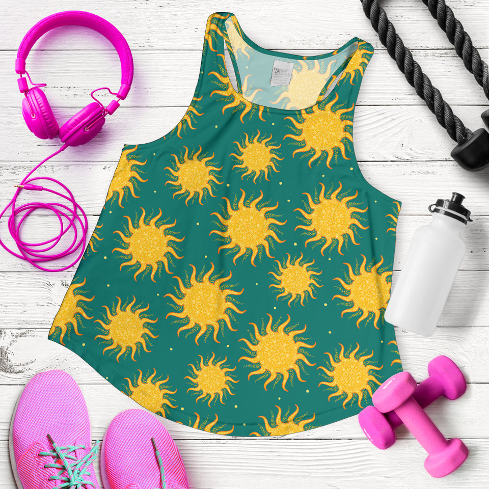 Sun green background Women Racerback Tank Top