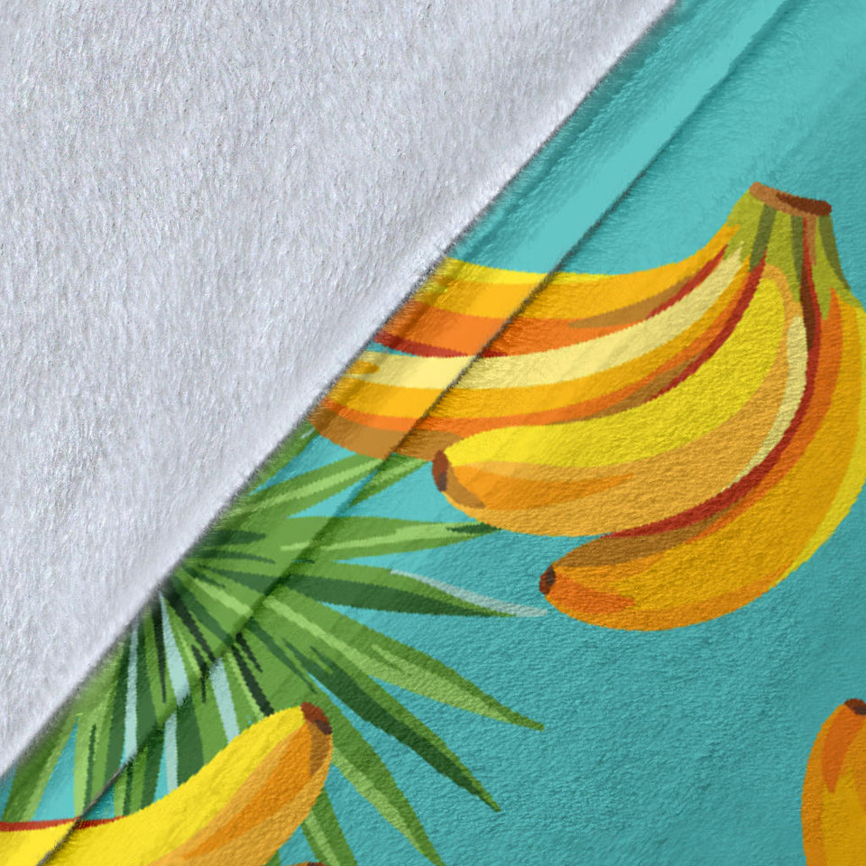 Banana Palm Leaves Pattern Background Premium Blanket