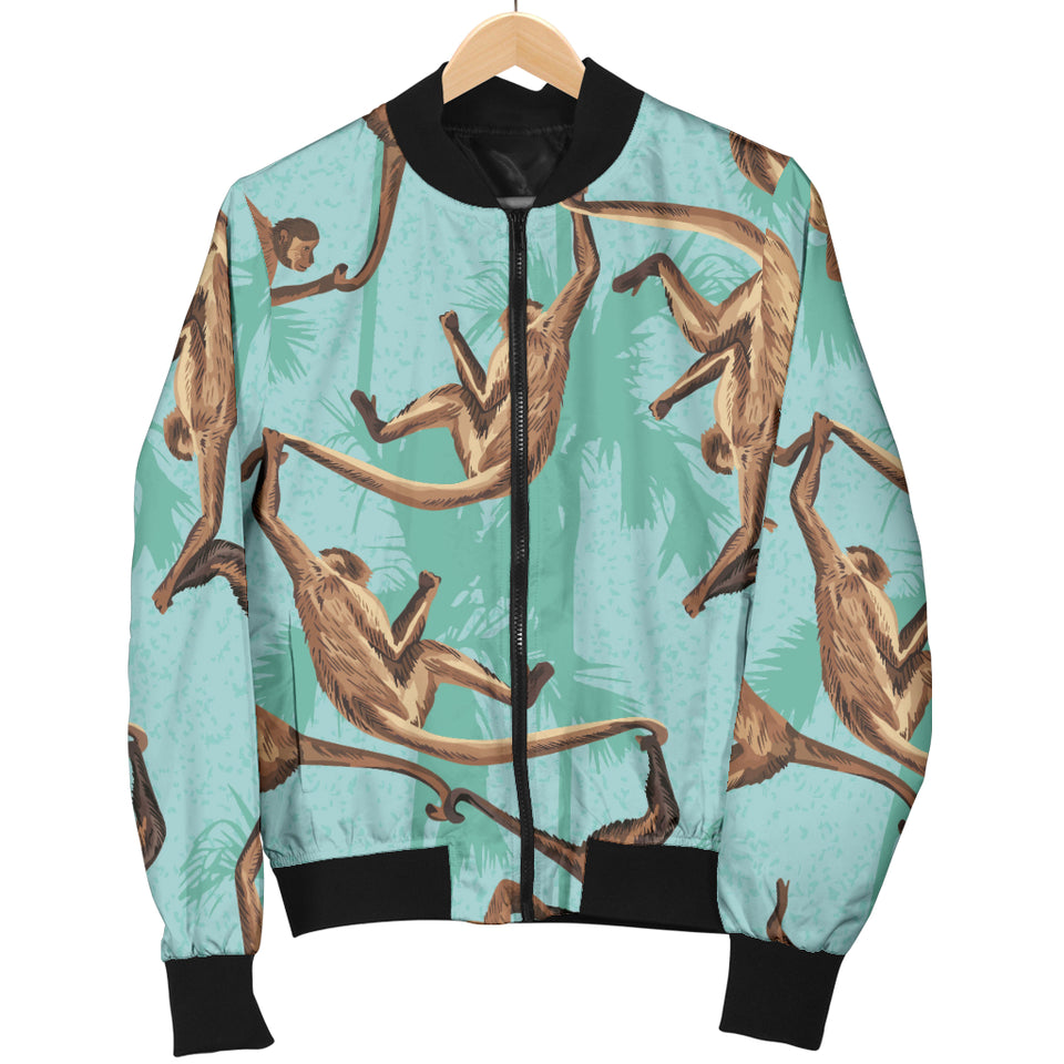 Monkey Palm Tree Background Women'S Bomber Jacket