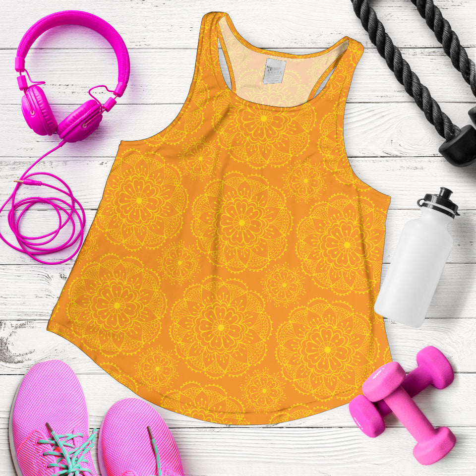 Orange traditional indian element pattern Women Racerback Tank Top
