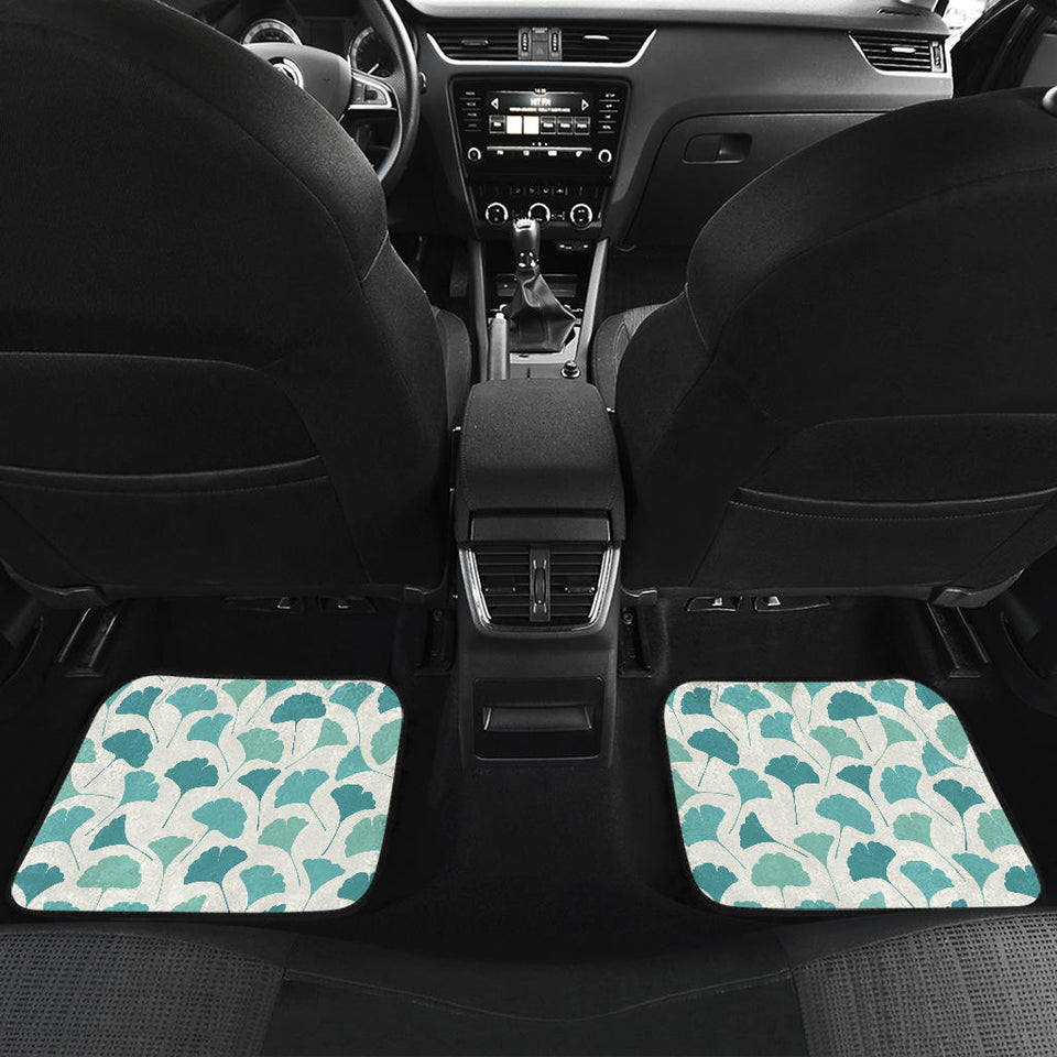 Green Ginkgo Leaves Pattern Front And Back Car Mats