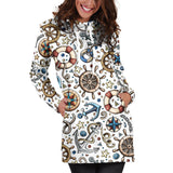 Cute Nautical Steering Wheel Anchor Pattern Women'S Hoodie Dress
