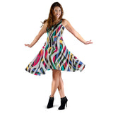 Colorful Zebra Skin Pattern Sleeveless Midi Dress