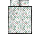 Pastel color cactus pattern Quilt Bed Set