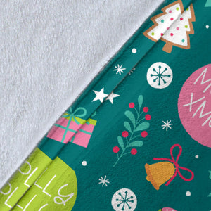Snowman Bird Decorative Elements Christmas Pattern Premium Blanket
