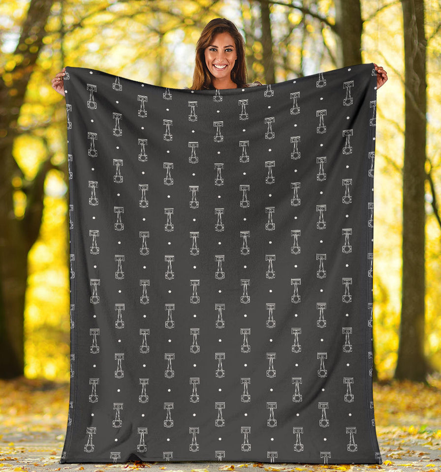 Engine Piston Black Background Pattern Print Design 02 Premium Blanket