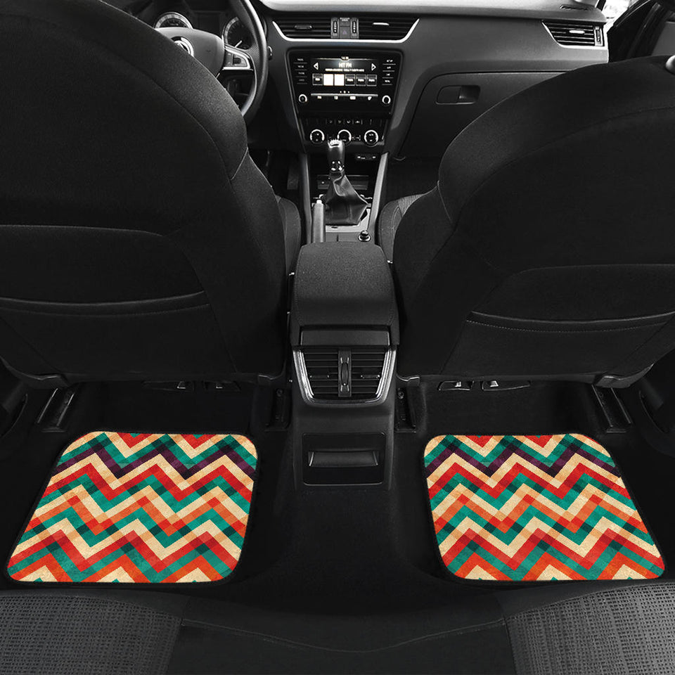 Zigzag  Chevron Colorful Pattern Front And Back Car Mats
