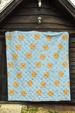 Brown Cute Pomeranian Blue Blackground Premium Quilt