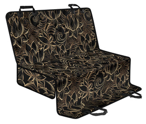 Luxurious Gold Lotus Waterlily Black Background Dog Car Seat Covers