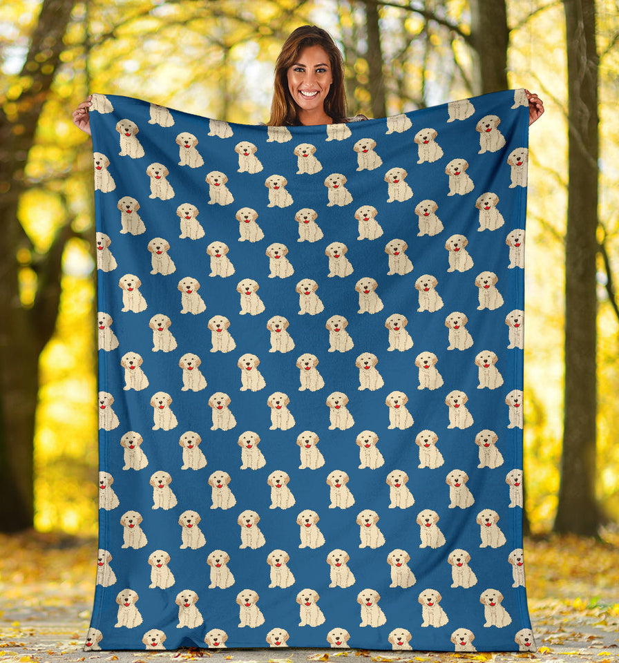 Golden Retriever Pattern Print Design 03 Premium Blanket
