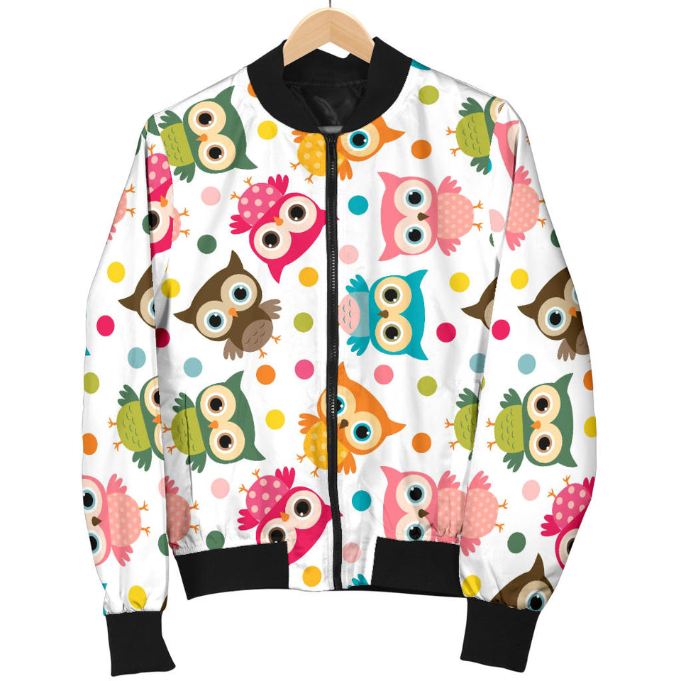 Color Cute Owl Pattern Women'S Bomber Jacket