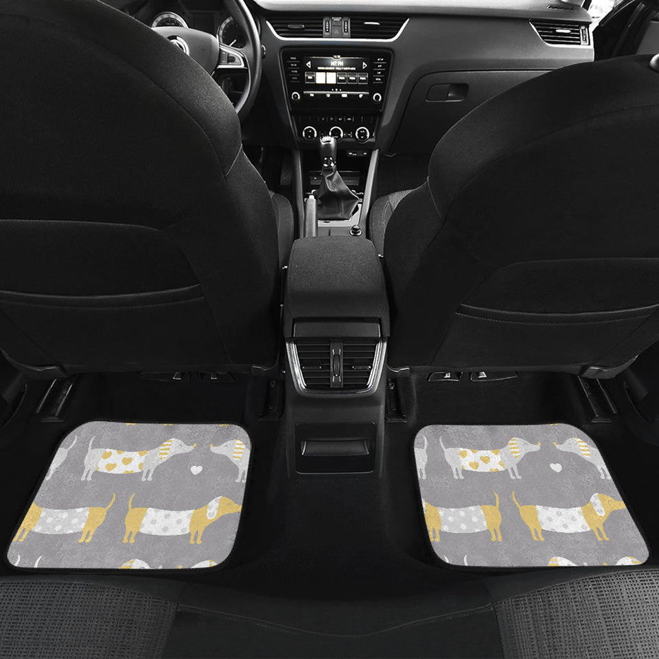 Cute Dachshund Dog Pattern Front And Back Car Mats