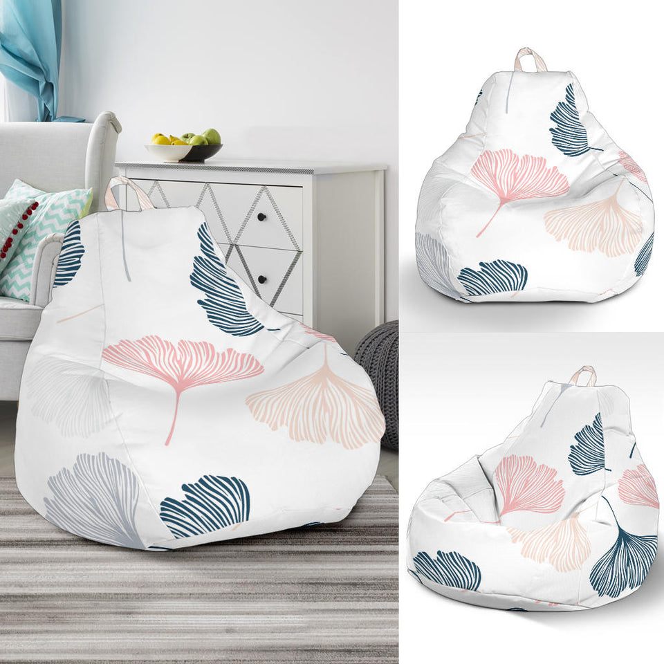 Black Gray Cream Coral Ginkgo Leaves Pattern Bean Bag Cover