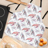 Watercolor Sea Turtle Jellyfish Pattern Adjustable Apron