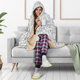 Cartoon Hand Drawn Ice Cream Black White Hooded Blanket
