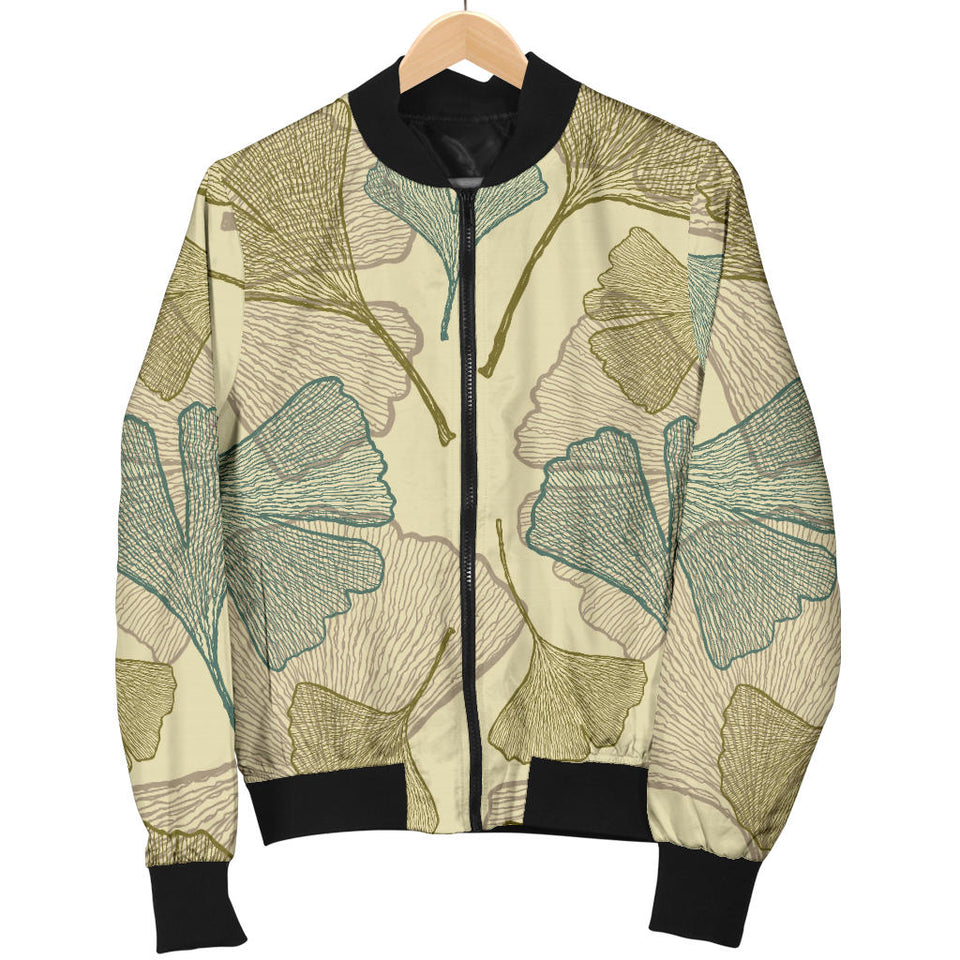 Ginkgo Leaves Design Pattern Women'S Bomber Jacket