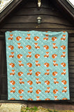 Fox Pattern Blue B Ackground Premium Quilt