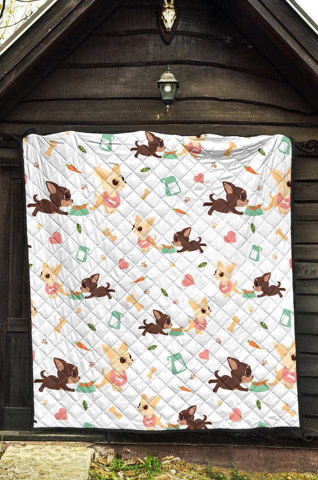 Cute Chihuahua Puppie Pattern Premium Quilt