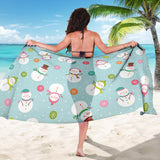 Cute Snowman Snowflake Pattern Sarong