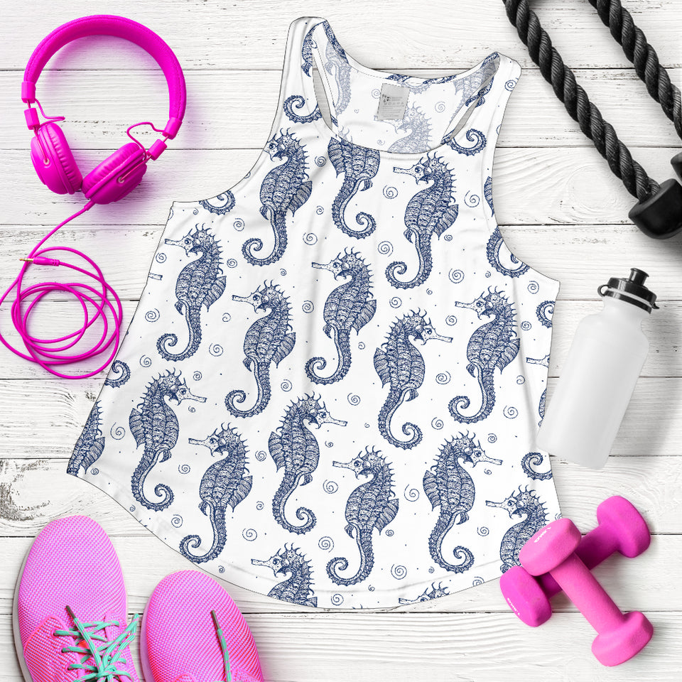 Seahorse pattern background Women Racerback Tank Top
