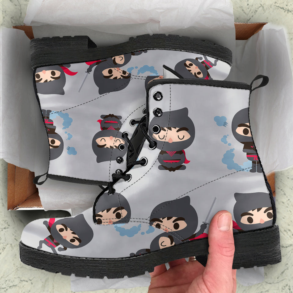 Cute Ninja Pattern Leather Boots