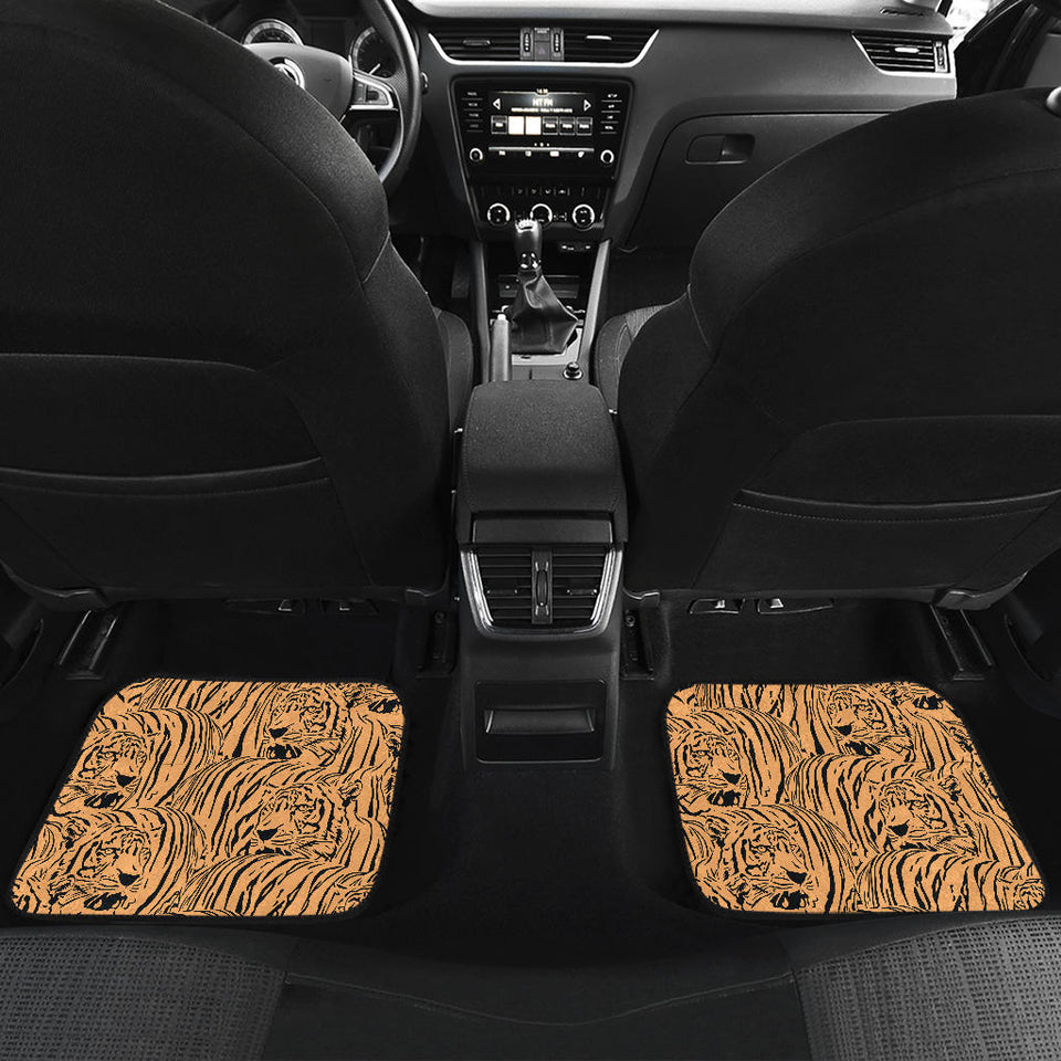 Bengal Tigers Pattern Front And Back Car Mats