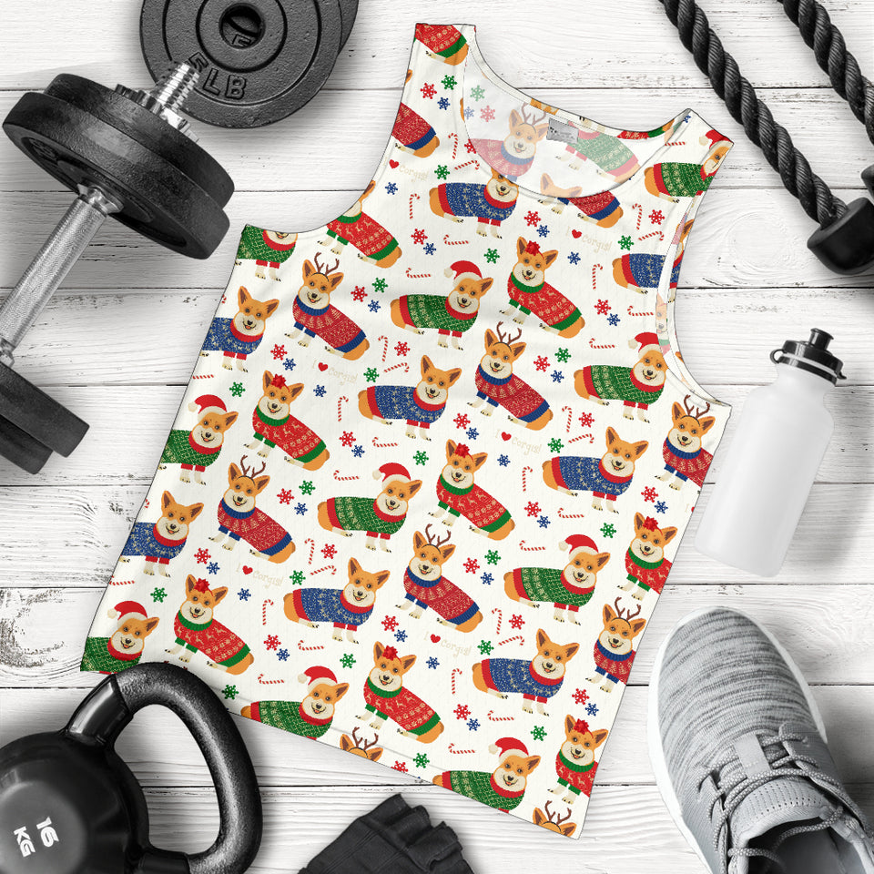 Corgi Christmas Pattern Men Tank Top