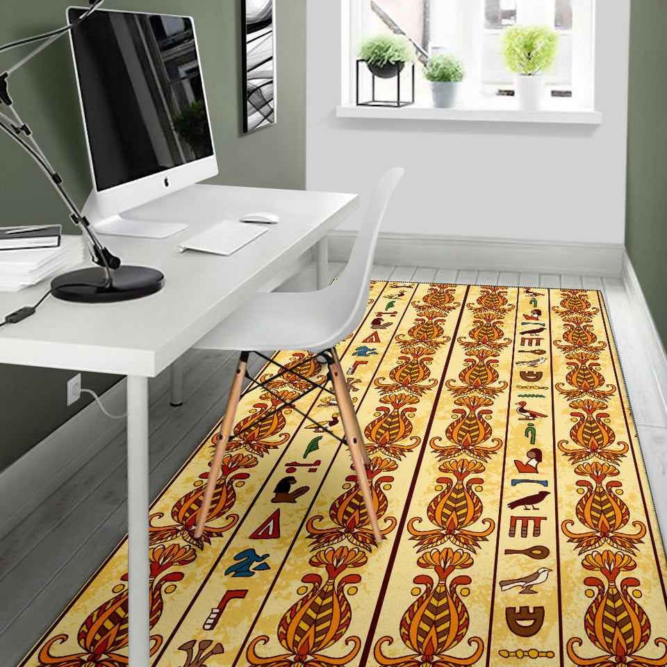 Egypt Hieroglyphics Pattern Print Design 04 Area Rug
