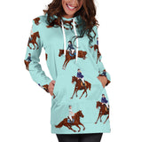 Horses Running Horses Rider Pattern Women'S Hoodie Dress