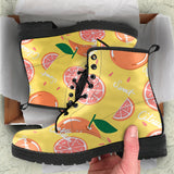 Grapefruit Yellow Background Leather Boots