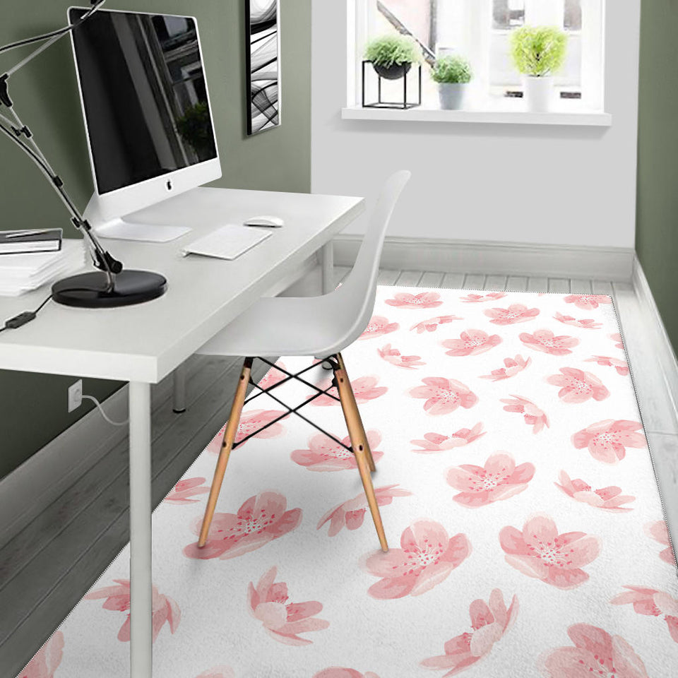 Pink Sakura Cherry Blossom Pattern Area Rug