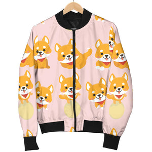 Cute Shiba Inu Dog Pattern  Men'S Bomber Jacket