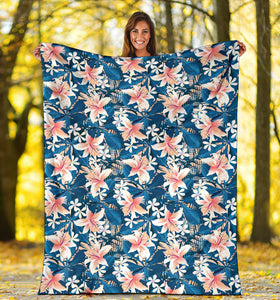 Hibiscus Pattern Print Design 02 Premium Blanket
