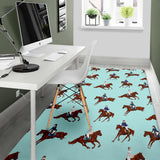 Horses Running Horses Rider Pattern Area Rug