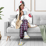 French Bulldog Cup Paw Pattern Hooded Blanket