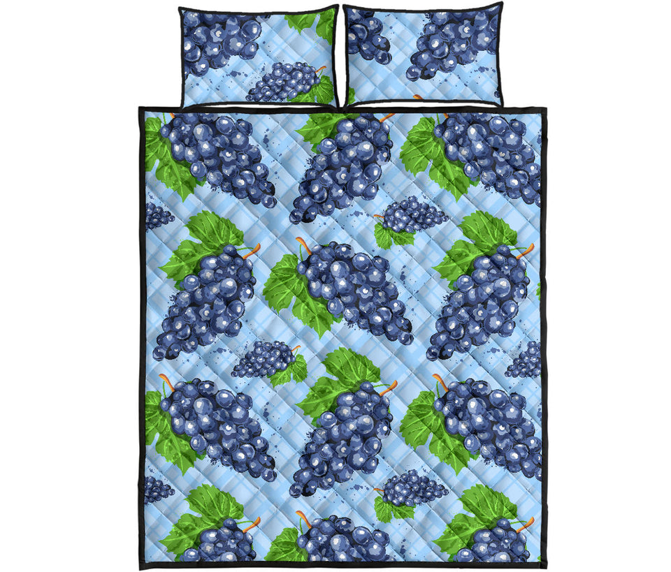 Watercolor grape pattern Quilt Bed Set