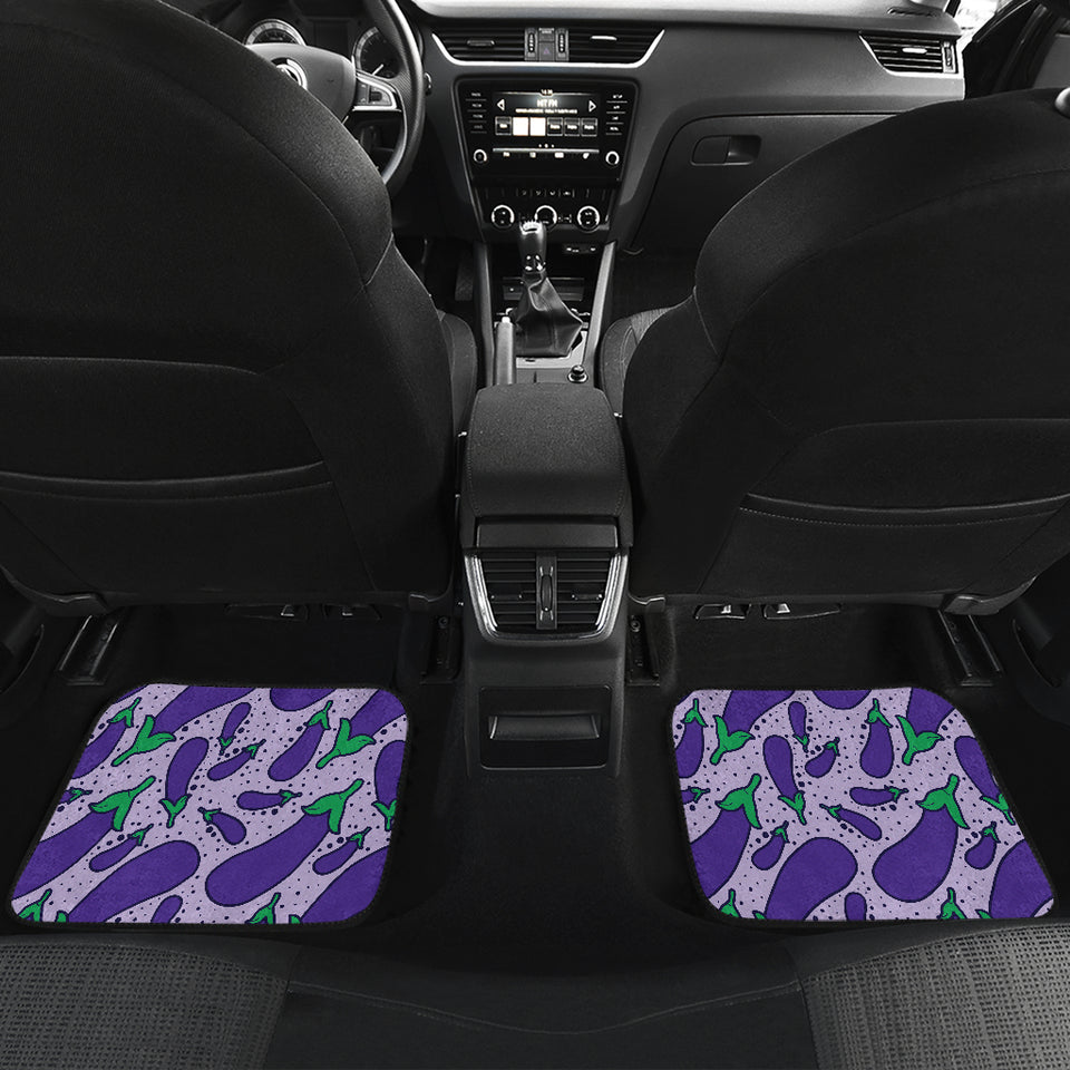Eggplant Pattern Print Design 03 Front and Back Car Mats