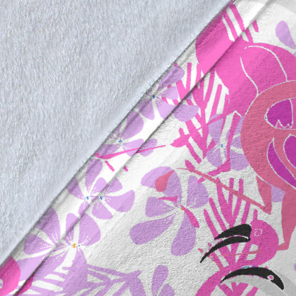 Pink Flamingo Flower Pattern Premium Blanket