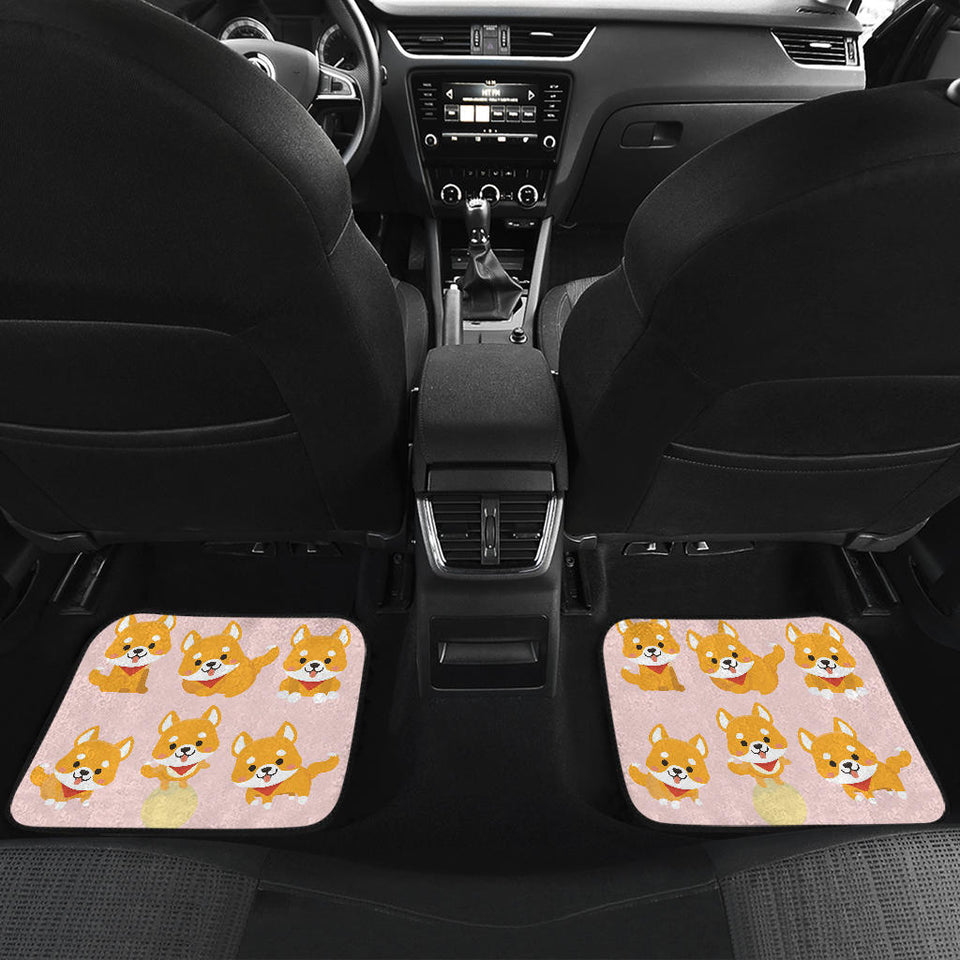 Cute Shiba Inu Dog Pattern  Front And Back Car Mats
