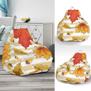 Maple Leaf Oak Leaf Acorns Beige Striped Background Bean Bag Cover
