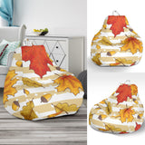 Maple Leaf Oak Leaf Acorns Beige Striped Background Bean Bag Cover