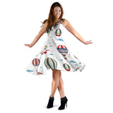 Hot Air Balloon Pattern Sleeveless Midi Dress