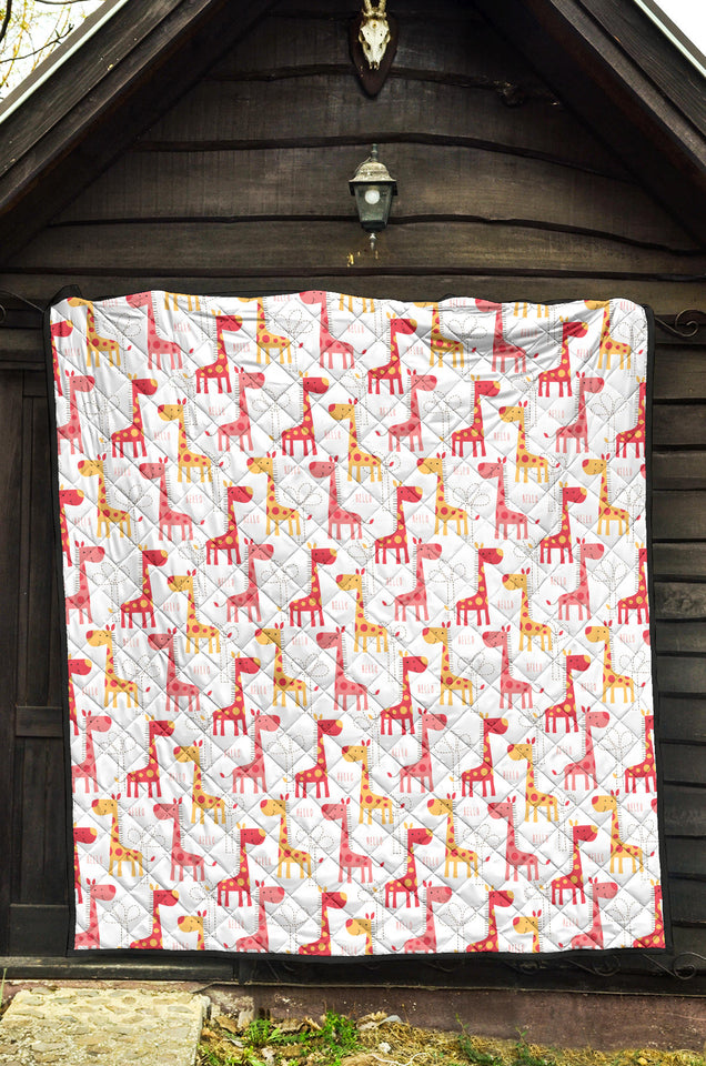 Giraffe Pattern Print Design 03 Premium Quilt