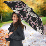 Japanese Crane Pink Sakura Pattern Umbrella