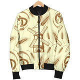 Windmill Wheat Pattern Women'S Bomber Jacket