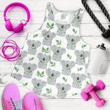 Hand drawn Koala leaves pattern Women Racerback Tank Top