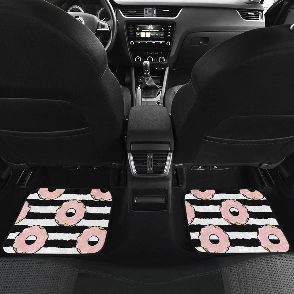 Donuts Pink Icing Striped Pattern Front And Back Car Mats